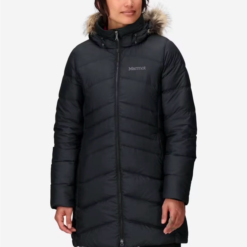 Marmot Women's Black Puffer Jacket with Fur Hood